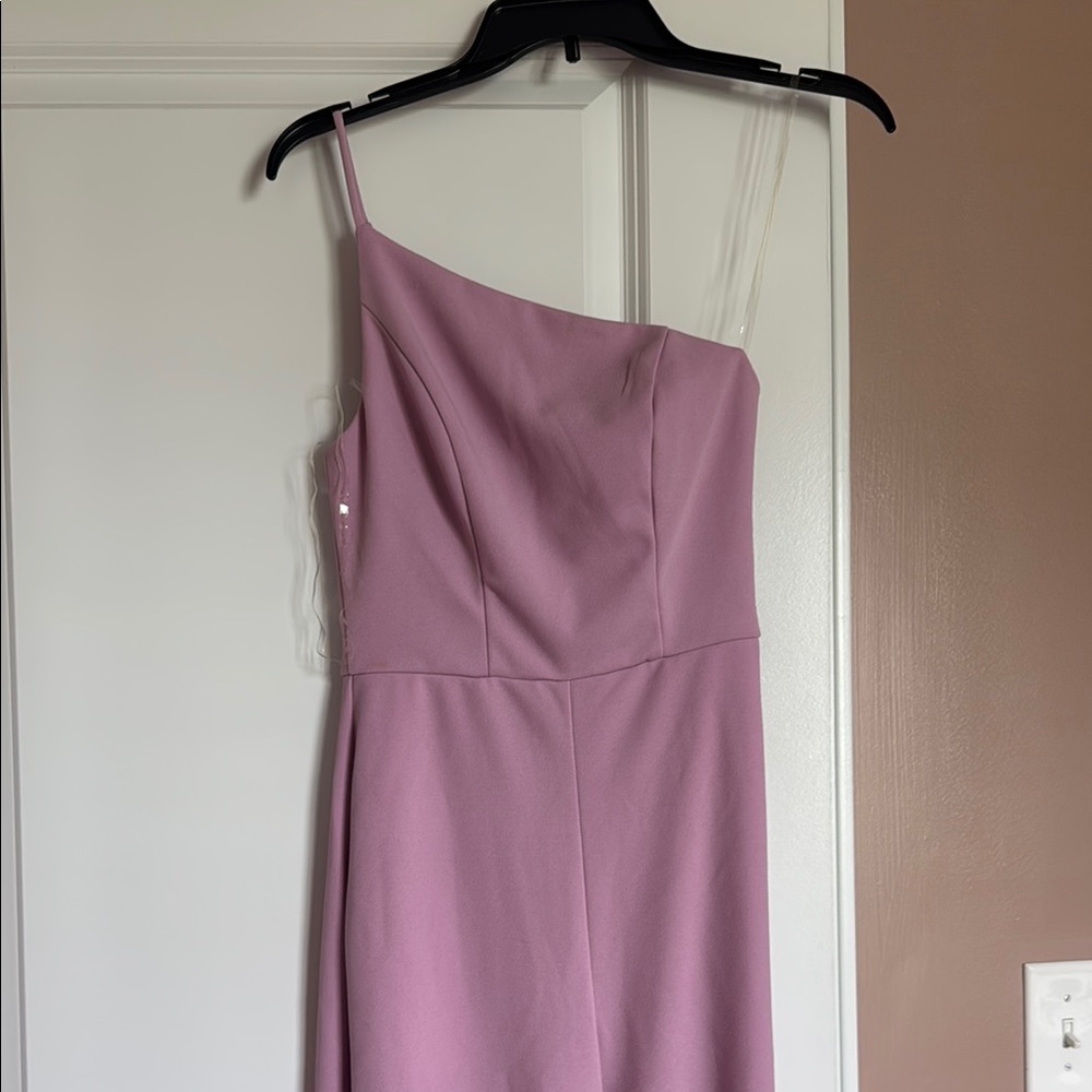 One shoulder pink/lavender jumpsuit